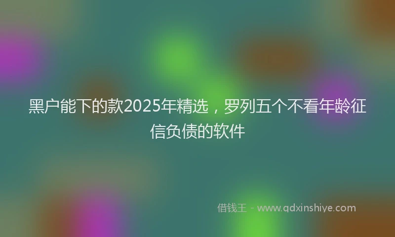 黑户能下的款2025年精选，罗列五个不看年龄征信负债的软件