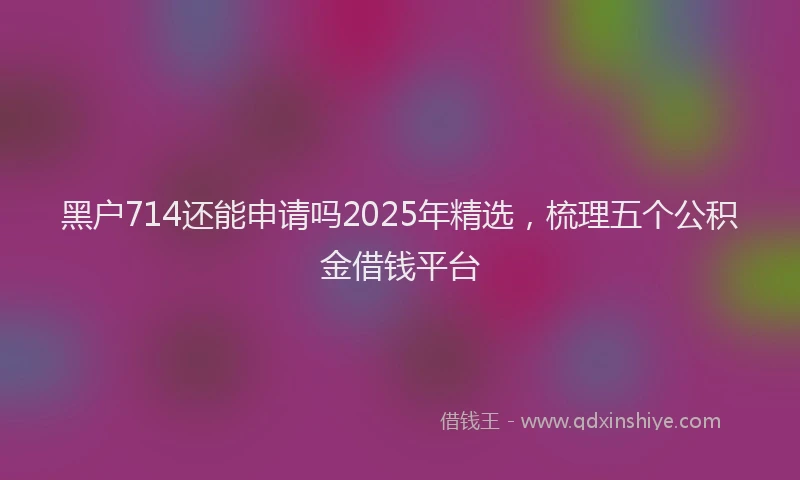 黑户714还能申请吗2025年精选，梳理五个公积金借钱平台