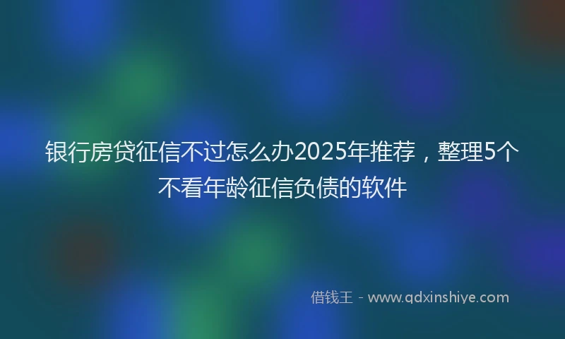银行房贷征信不过怎么办2025年推荐，整理5个不看年龄征信负债的软件