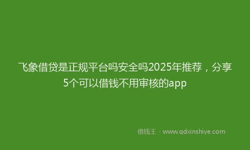 飞象借贷是正规平台吗安全吗2025年推荐，分享5个可以借钱不用审核的app