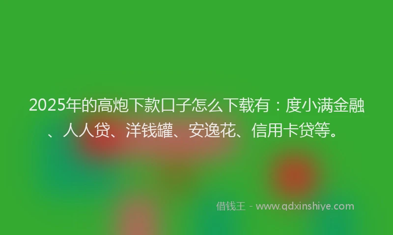 2025年的高炮下款口子怎么下载有：度小满金融、人人贷、洋钱罐、安逸花、信用卡贷等。