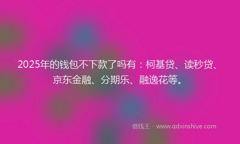 2025年的钱包不下款了吗有：柯基贷、读秒贷、京东金融、分期乐、融逸花等。