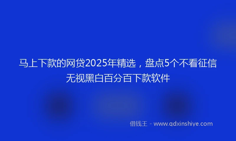 马上下款的网贷2025年精选，盘点5个不看征信无视黑白百分百下款软件