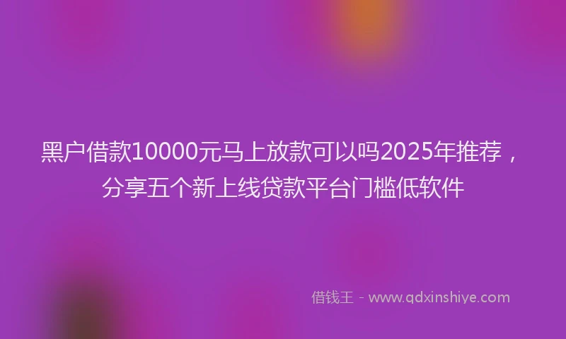 黑户借款10000元马上放款可以吗2025年推荐，分享五个新上线贷款平台门槛低软件