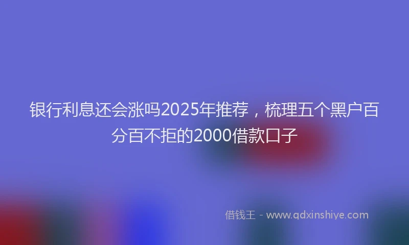 银行利息还会涨吗2025年推荐，梳理五个黑户百分百不拒的2000借款口子