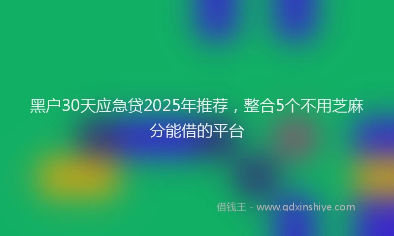 黑户30天应急贷2025年推荐，整合5个不用芝麻分能借的平台