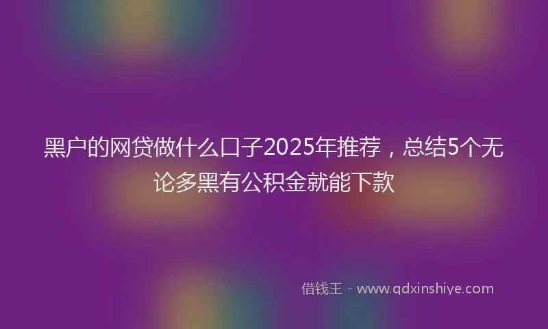 黑户的网贷做什么口子2025年推荐，总结5个无论多黑有公积金就能下款