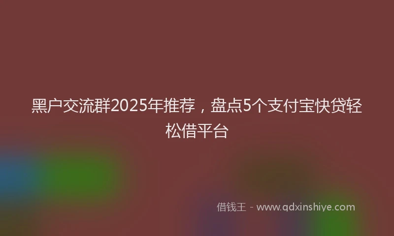 黑户交流群2025年推荐，盘点5个支付宝快贷轻松借平台