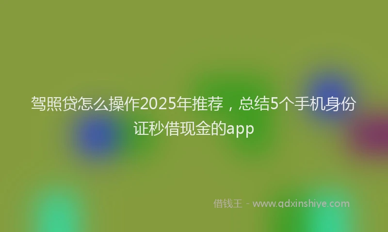 驾照贷怎么操作2025年推荐，总结5个手机身份证秒借现金的app