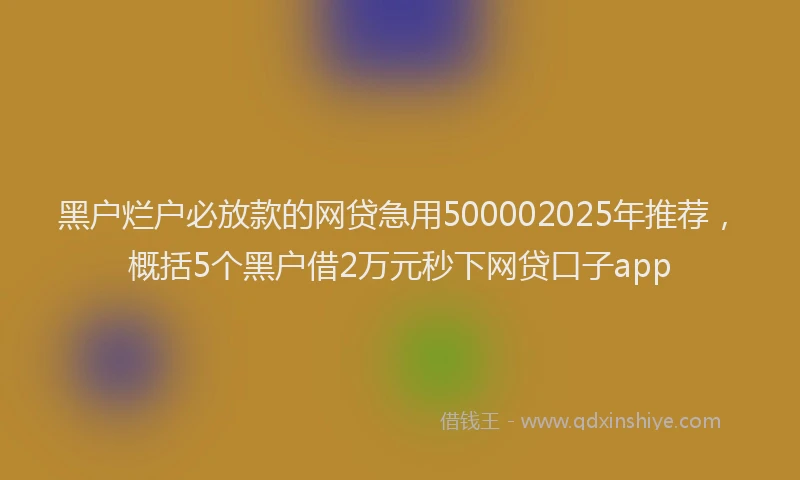 黑户烂户必放款的网贷急用500002025年推荐，概括5个黑户借2万元秒下网贷口子app