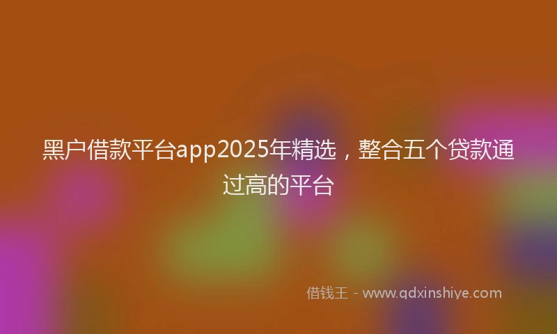 黑户借款平台app2025年精选，整合五个贷款通过高的平台