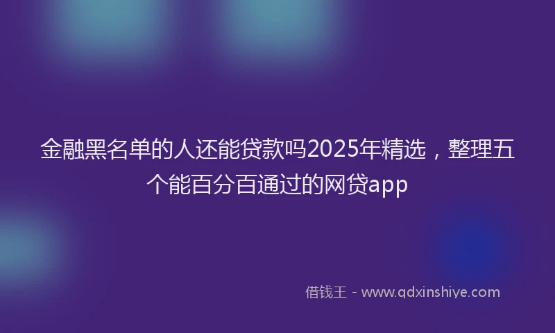金融黑名单的人还能贷款吗2025年精选，整理五个能百分百通过的网贷app