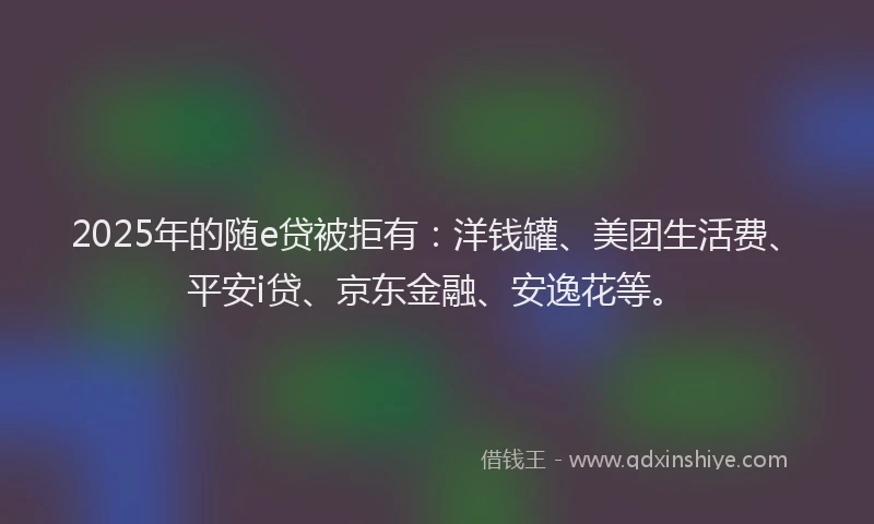2025年的随e贷被拒有：洋钱罐、美团生活费、平安i贷、京东金融、安逸花等。
