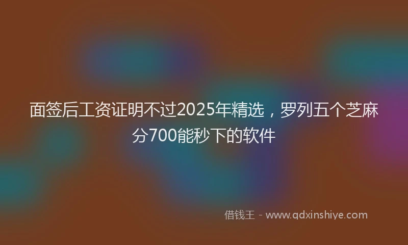 面签后工资证明不过2025年精选，罗列五个芝麻分700能秒下的软件