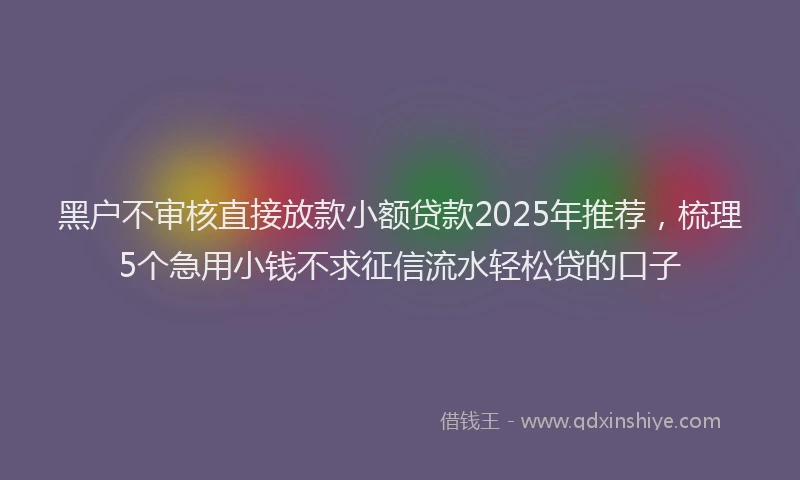 黑户不审核直接放款小额贷款2025年推荐，梳理5个急用小钱不求征信流水轻松贷的口子