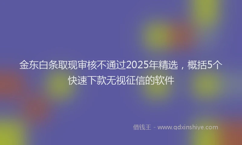 金东白条取现审核不通过2025年精选，概括5个快速下款无视征信的软件