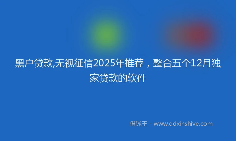 黑户贷款,无视征信2025年推荐，整合五个12月独家贷款的软件