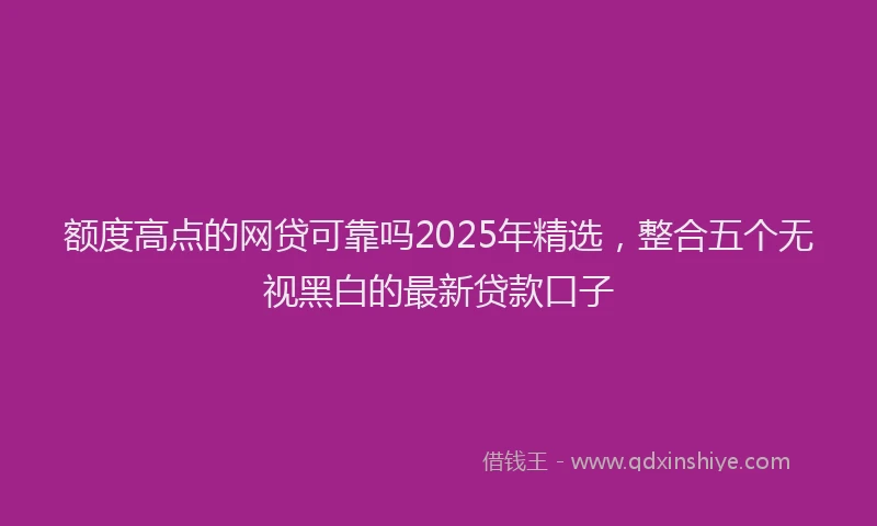 额度高点的网贷可靠吗2025年精选，整合五个无视黑白的最新贷款口子