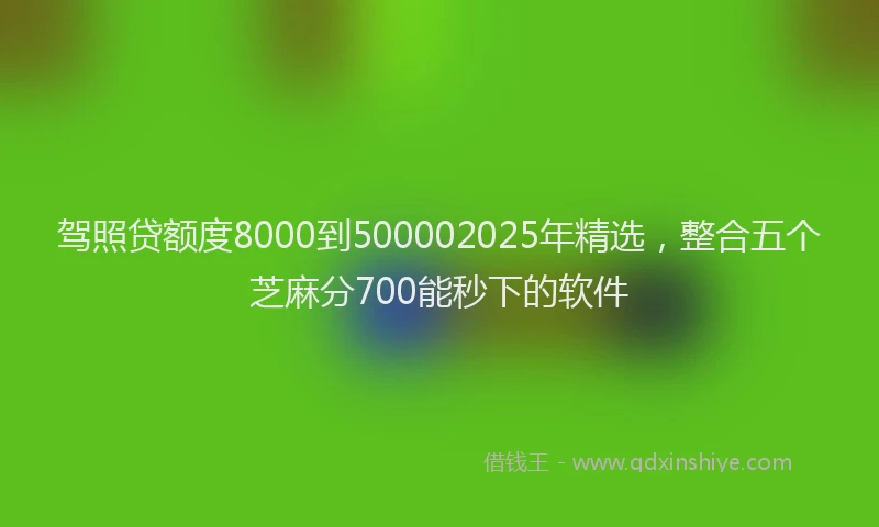 驾照贷额度8000到500002025年精选，整合五个芝麻分700能秒下的软件