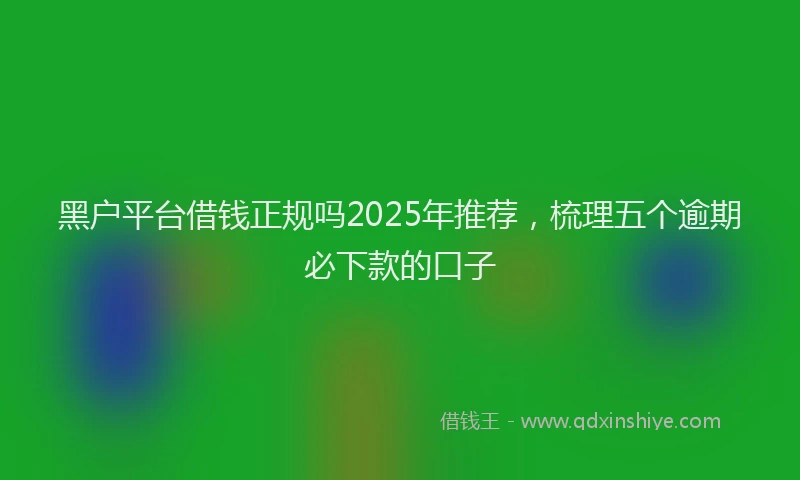黑户平台借钱正规吗2025年推荐，梳理五个逾期必下款的口子