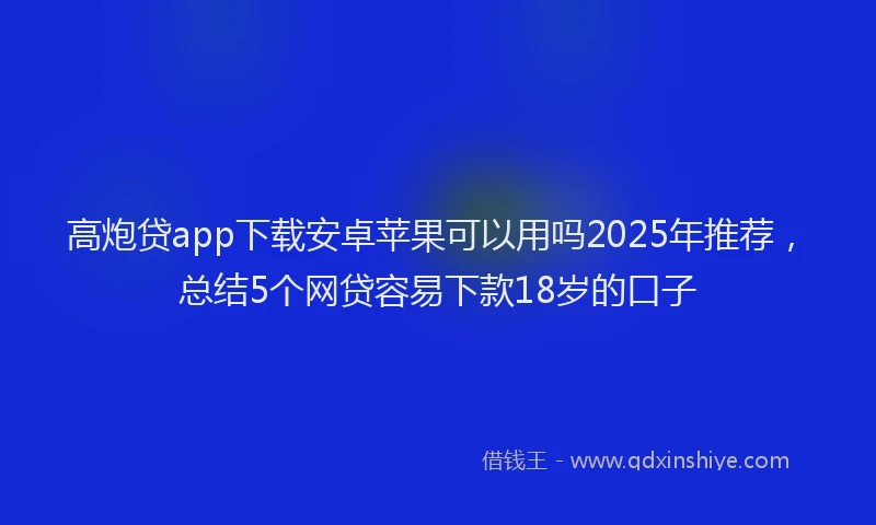 高炮贷app下载安卓苹果可以用吗2025年推荐，总结5个网贷容易下款18岁的口子