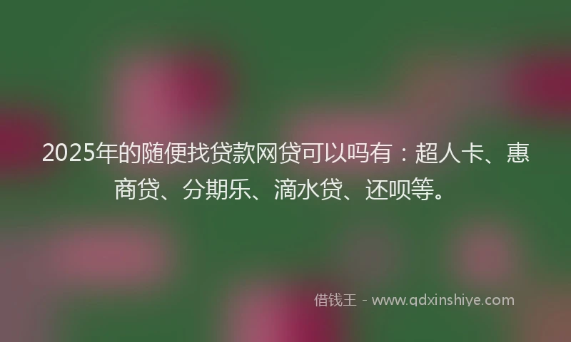 2025年的随便找贷款网贷可以吗有：超人卡、惠商贷、分期乐、滴水贷、还呗等。