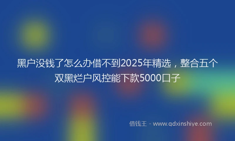 黑户没钱了怎么办借不到2025年精选，整合五个双黑烂户风控能下款5000口子