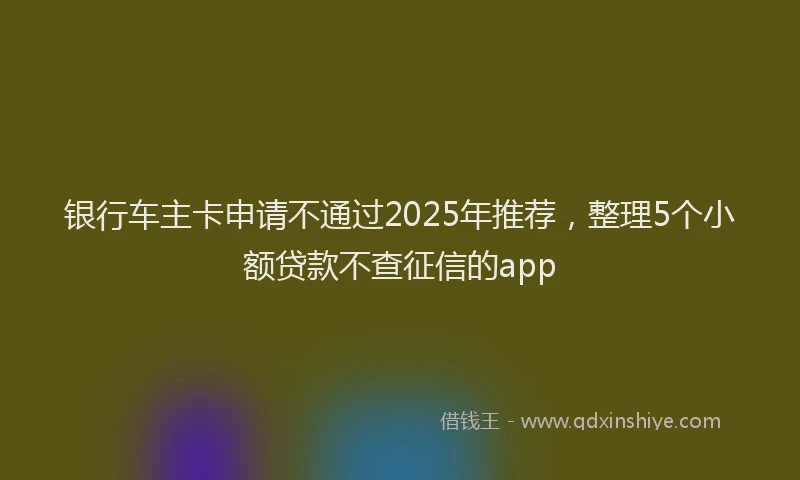 银行车主卡申请不通过2025年推荐，整理5个小额贷款不查征信的app