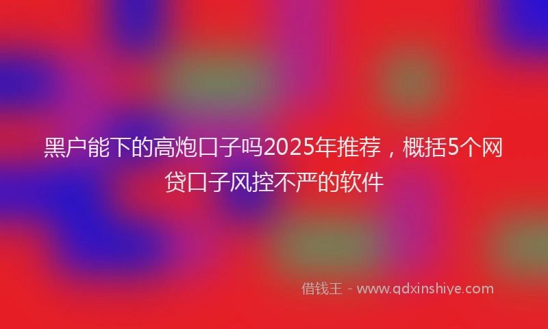 黑户能下的高炮口子吗2025年推荐，概括5个网贷口子风控不严的软件