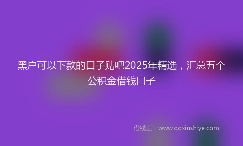 黑户可以下款的口子贴吧2025年精选，汇总五个公积金借钱口子