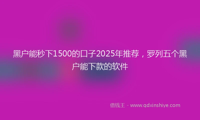 黑户能秒下1500的口子2025年推荐，罗列五个黑户能下款的软件