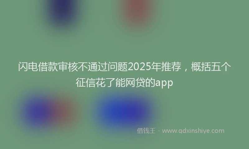 闪电借款审核不通过问题2025年推荐，概括五个征信花了能网贷的app