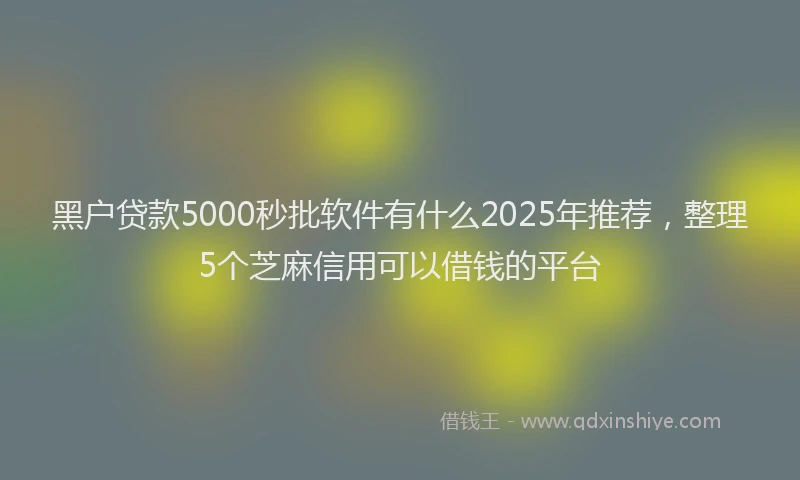 黑户贷款5000秒批软件有什么2025年推荐，整理5个芝麻信用可以借钱的平台