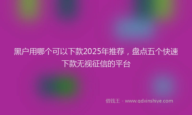 黑户用哪个可以下款2025年推荐，盘点五个快速下款无视征信的平台