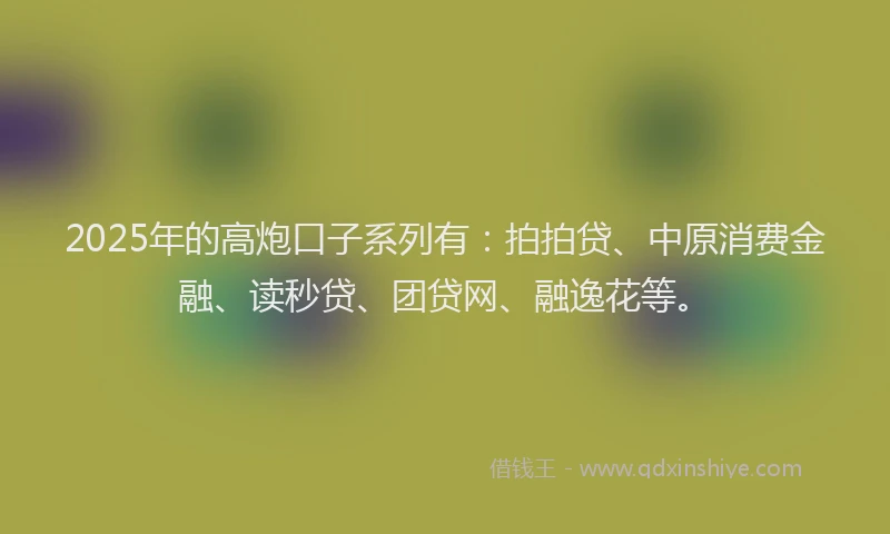 2025年的高炮口子系列有：拍拍贷、中原消费金融、读秒贷、团贷网、融逸花等。