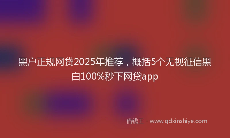 黑户正规网贷2025年推荐，概括5个无视征信黑白100%秒下网贷app