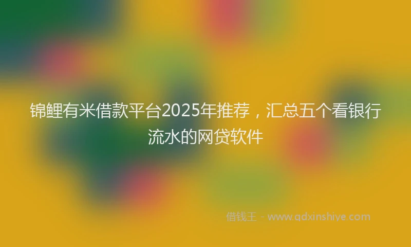 锦鲤有米借款平台2025年推荐，汇总五个看银行流水的网贷软件
