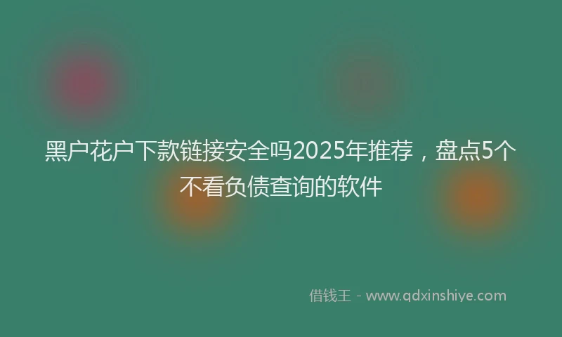 黑户花户下款链接安全吗2025年推荐，盘点5个不看负债查询的软件