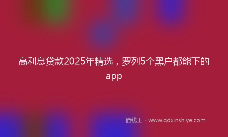 高利息贷款2025年精选，罗列5个黑户都能下的app
