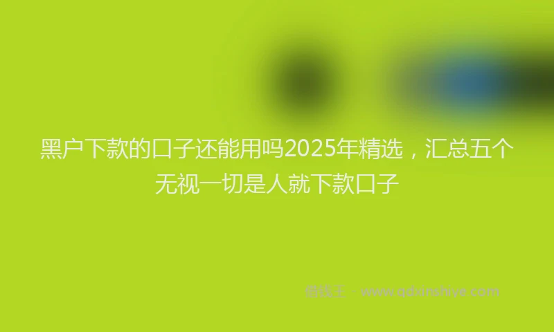 黑户下款的口子还能用吗2025年精选，汇总五个无视一切是人就下款口子