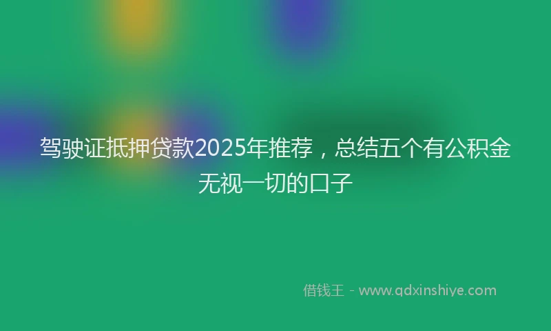 驾驶证抵押贷款2025年推荐，总结五个有公积金无视一切的口子