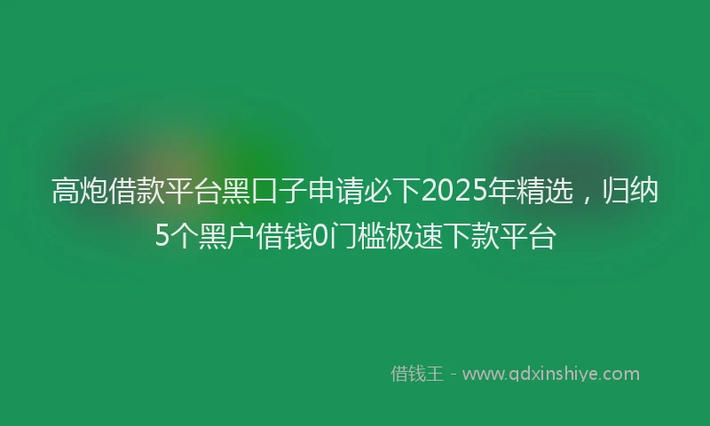 高炮借款平台黑口子申请必下2025年精选，归纳5个黑户借钱0门槛极速下款平台
