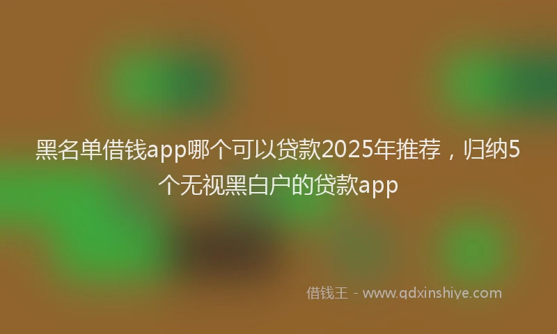 黑名单借钱app哪个可以贷款2025年推荐，归纳5个无视黑白户的贷款app