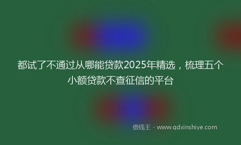 都试了不通过从哪能贷款2025年精选，梳理五个小额贷款不查征信的平台