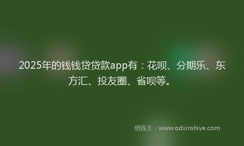 2025年的钱钱贷贷款app有：花呗、分期乐、东方汇、投友圈、省呗等。