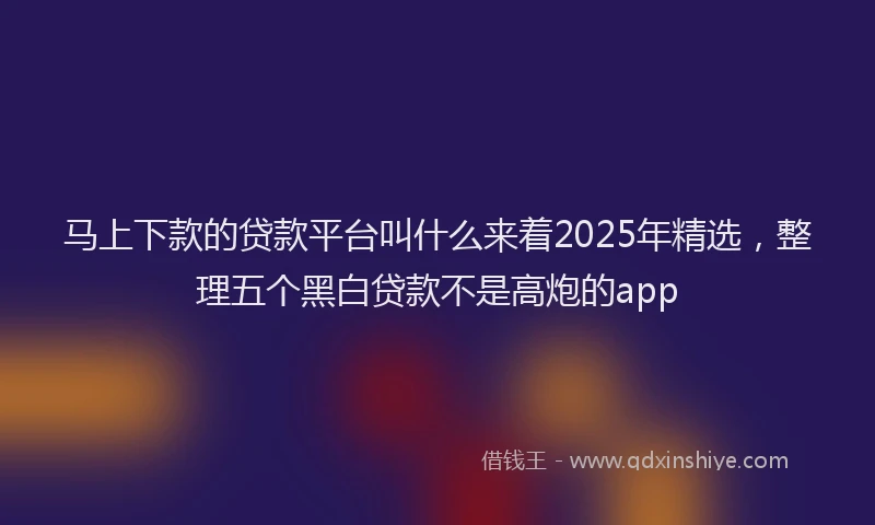 马上下款的贷款平台叫什么来着2025年精选，整理五个黑白贷款不是高炮的app