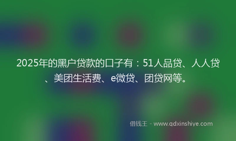 2025年的黑户贷款的口子有：51人品贷、人人贷、美团生活费、e微贷、团贷网等。
