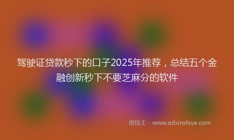 驾驶证贷款秒下的口子2025年推荐，总结五个金融创新秒下不要芝麻分的软件