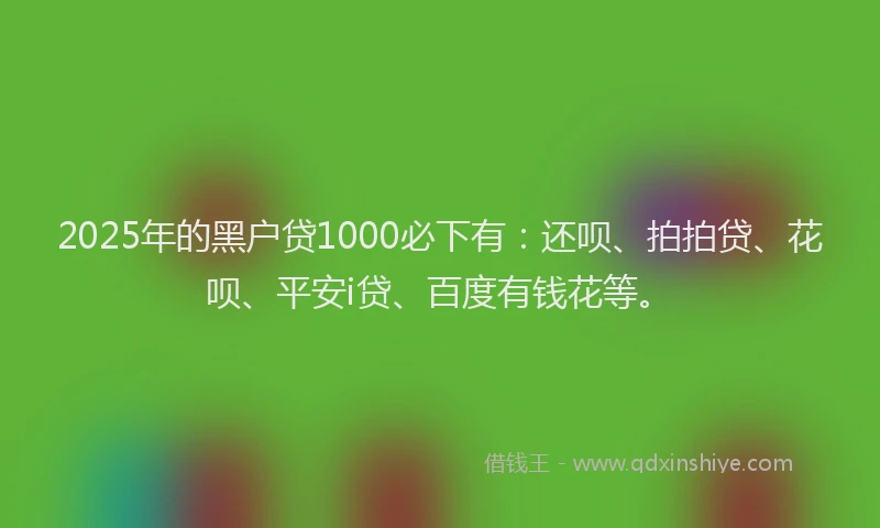 2025年的黑户贷1000必下有：还呗、拍拍贷、花呗、平安i贷、百度有钱花等。