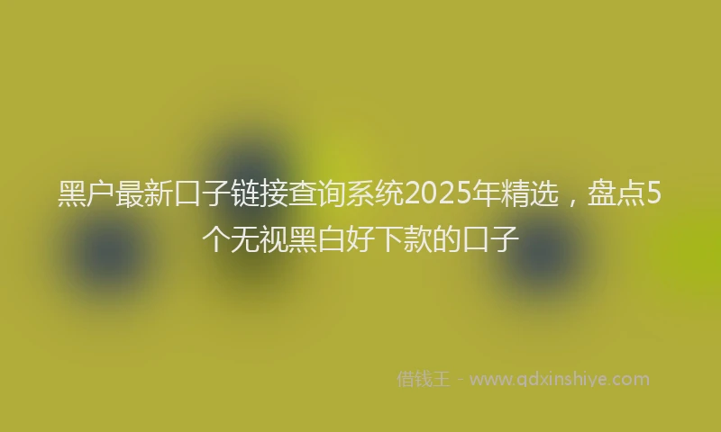 黑户最新口子链接查询系统2025年精选，盘点5个无视黑白好下款的口子